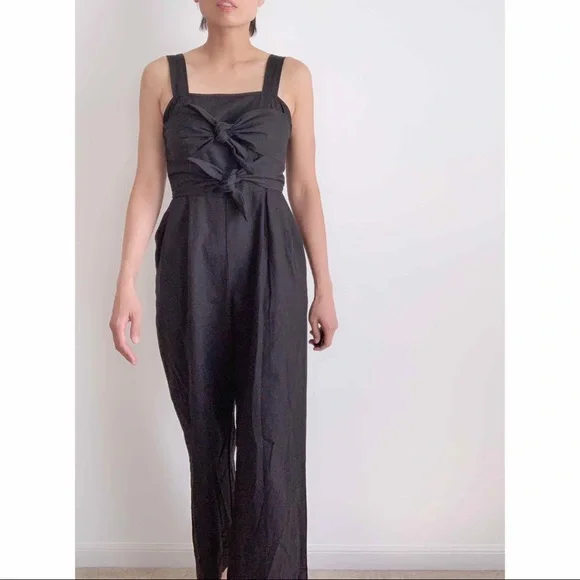 BLACK DOUBLE KNOT OVERALL JUMPSUIT - Picture 9 of 9